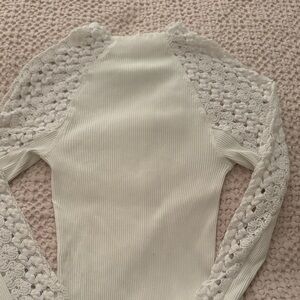 Free People Ivory Lace Knit Top